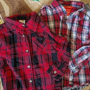 3t bundle red & black plaid flannel long sleeve